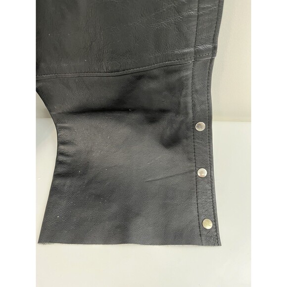 First Manufacturing Co Rally Riding Chaps FMC Black leather Biker Adj waist 2X - Picture 3 of 12